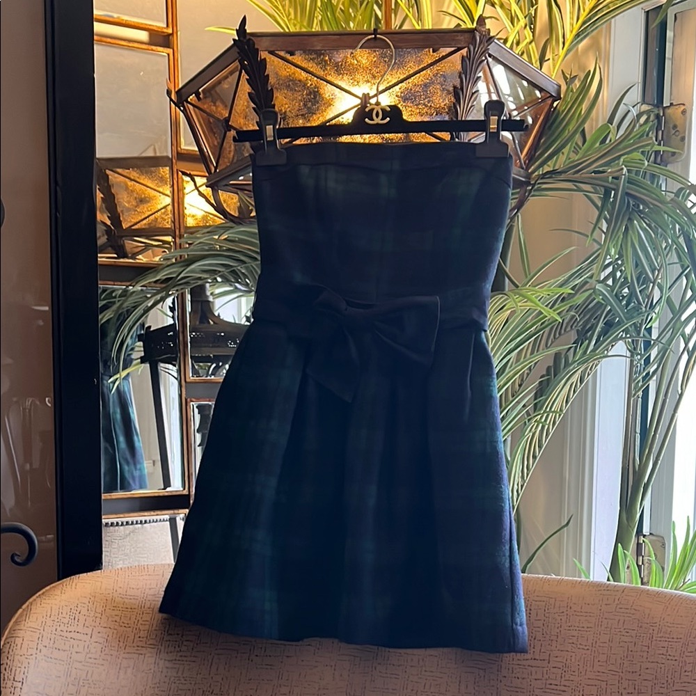 Elegant Plaid Strapless Dress